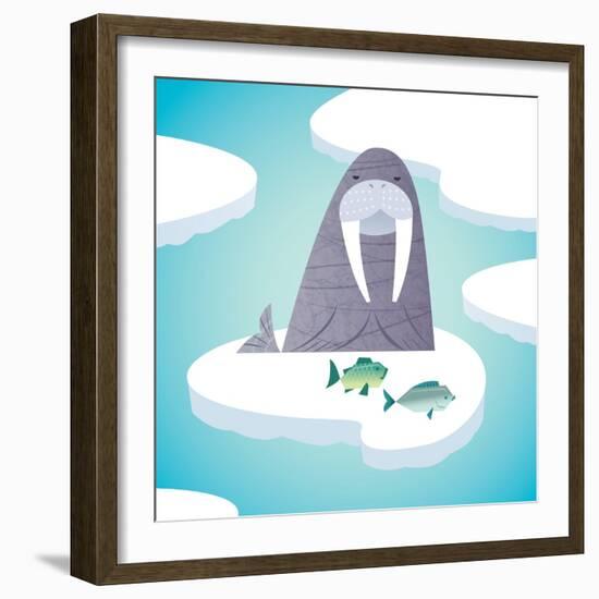 Walrus on pack ice-Harry Briggs-Framed Giclee Print