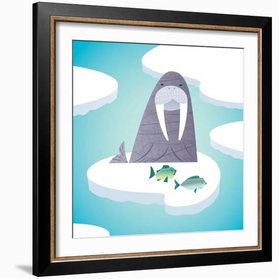 Walrus on pack ice-Harry Briggs-Framed Giclee Print