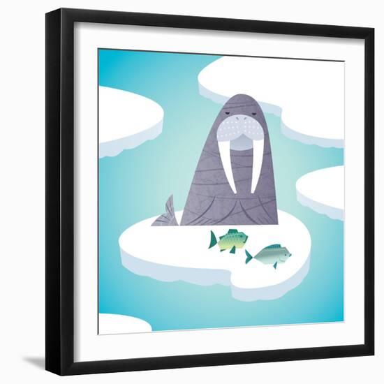 Walrus on pack ice-Harry Briggs-Framed Giclee Print