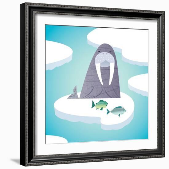 Walrus on pack ice-Harry Briggs-Framed Giclee Print