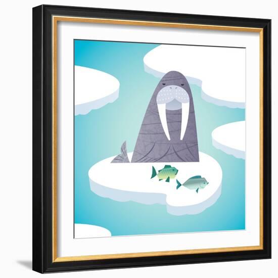 Walrus on pack ice-Harry Briggs-Framed Giclee Print