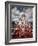 Walt Disney Characters and Park Staff Posing En Masse in Front of Cinderella's Castle-Yale Joel-Framed Photographic Print