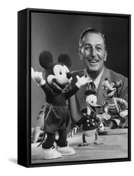 Walt Disney, of Walt Disney Studios, Posing with Some Famous Cartoon Characters-J. R. Eyerman-Framed Premier Image Canvas