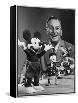Walt Disney, of Walt Disney Studios, Posing with Some Famous Cartoon Characters-J. R. Eyerman-Framed Premier Image Canvas