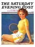 "Tennis Time-Out," Saturday Evening Post Cover, July 20, 1935-Walt Otto-Framed Premier Image Canvas