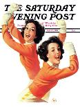 "Twin Cheerleaders," Saturday Evening Post Cover, September 28, 1940-Walt Otto-Framed Giclee Print