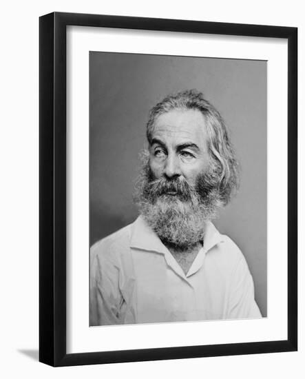 Walt Whitman American Poet, Author, and Journalist in Portrait from Mathew Brady Studio, 1863-null-Framed Art Print