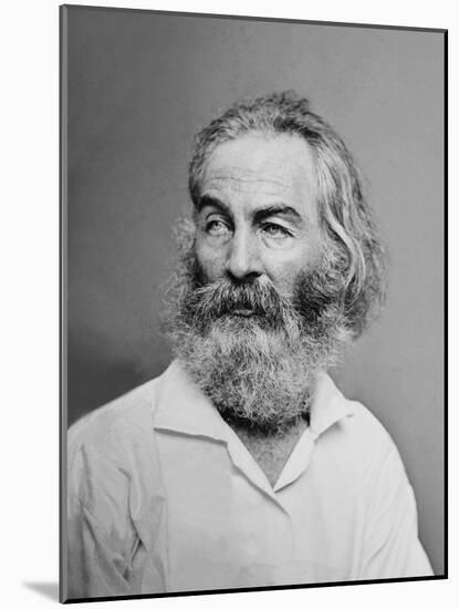 Walt Whitman American Poet, Author, and Journalist in Portrait from Mathew Brady Studio, 1863-null-Mounted Art Print