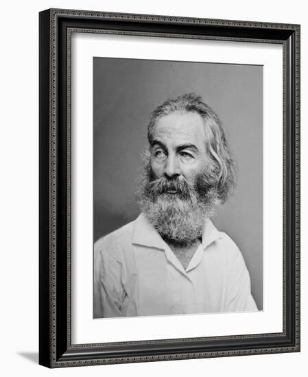 Walt Whitman American Poet, Author, and Journalist in Portrait from Mathew Brady Studio, 1863-null-Framed Art Print