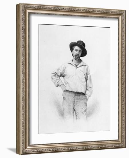 Walt Whitman, Frontispiece to 'Leaves of Grass', 1855 (Engraving)-American-Framed Giclee Print