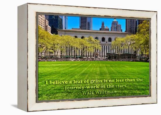 Walt Whitman Quote Bryant Park-null-Framed Stretched Canvas