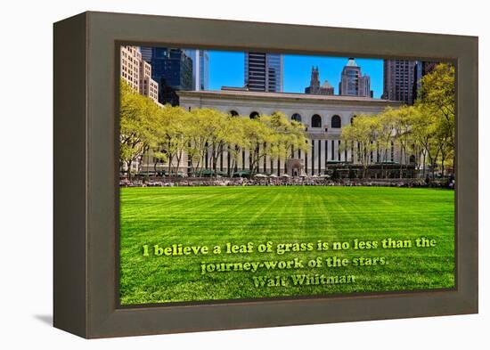 Walt Whitman Quote Bryant Park-null-Framed Stretched Canvas