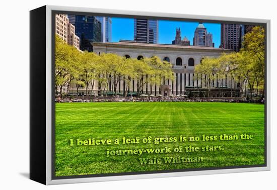 Walt Whitman Quote Bryant Park-null-Framed Stretched Canvas