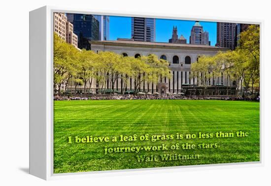 Walt Whitman Quote Bryant Park-null-Framed Stretched Canvas