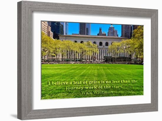 Walt Whitman Quote Bryant Park-null-Framed Photo