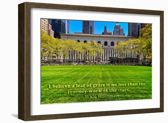 Walt Whitman Quote Bryant Park-null-Framed Photo