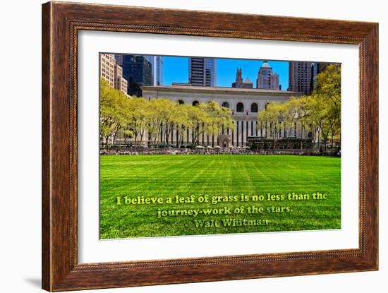 Walt Whitman Quote Bryant Park-null-Framed Photo