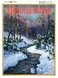 "Sleigh on Snowy Village Street,"February 1, 1931-Walter Baum-Framed Premier Image Canvas