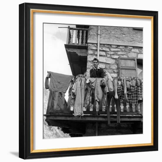 Walter Bonatti on the Balcony of His House in Courmayeur-Sergio del Grande-Framed Giclee Print