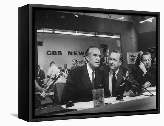 Walter Cronkite and Averell Harriman, Cbs News Coverage for the Democratic National Convention-Yale Joel-Framed Premier Image Canvas