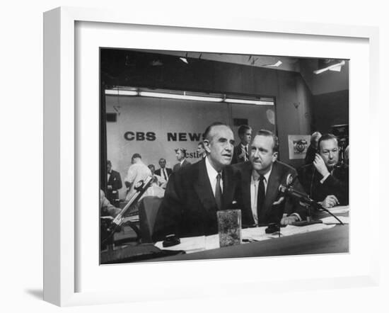 Walter Cronkite and Averell Harriman, Cbs News Coverage for the Democratic National Convention-Yale Joel-Framed Photographic Print