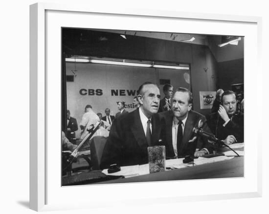 Walter Cronkite and Averell Harriman, Cbs News Coverage for the Democratic National Convention-Yale Joel-Framed Photographic Print