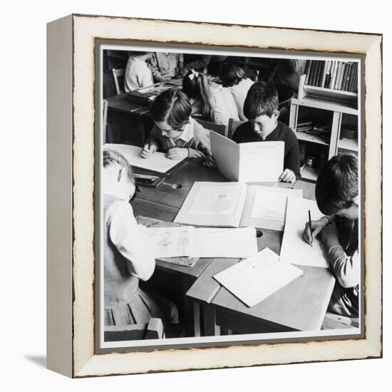 Walter Halls Primary School, Nottingham Children Reading, Writing and Drawing-Henry Grant-Framed Premier Image Canvas