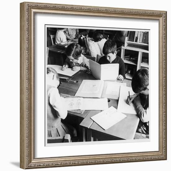 Walter Halls Primary School, Nottingham Children Reading, Writing and Drawing-Henry Grant-Framed Photographic Print