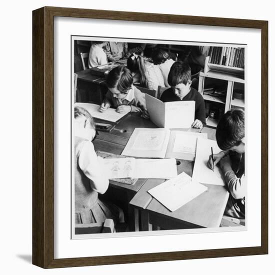 Walter Halls Primary School, Nottingham Children Reading, Writing and Drawing-Henry Grant-Framed Photographic Print