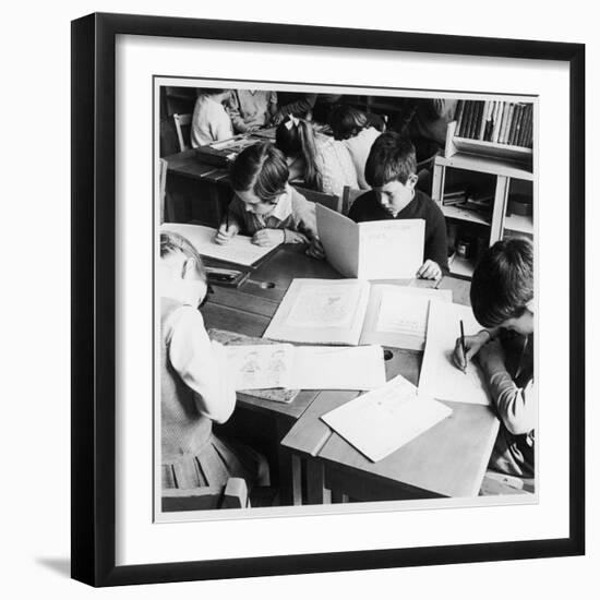 Walter Halls Primary School, Nottingham Children Reading, Writing and Drawing-Henry Grant-Framed Photographic Print