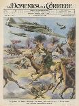 East Africa: Low Level Attack on Allied Forces Including Camel-mounted Cavalry by Italian Planes-Walter Molini-Framed Art Print