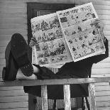 Man Reading the Comics Section of the Detroit Times on a Typical Sunday During WWII-Walter Sanders-Photographic Print