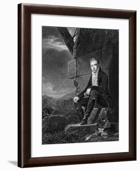 Walter Scott, Scottish Poet and Novelist, Seated on a Stone, Accompanied by a Dog, 1808-John Horsburgh-Framed Giclee Print