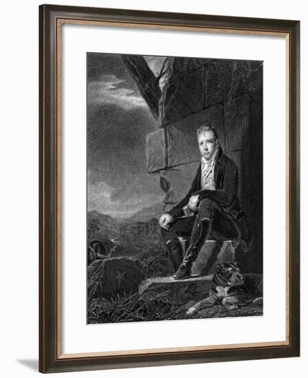 Walter Scott, Scottish Poet and Novelist, Seated on a Stone, Accompanied by a Dog, 1808-John Horsburgh-Framed Giclee Print