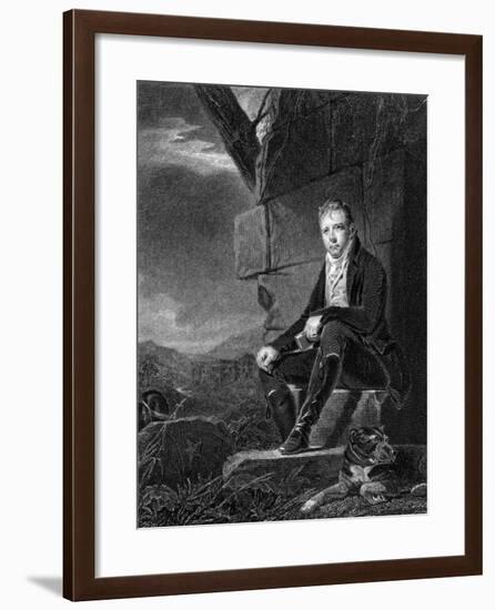 Walter Scott, Scottish Poet and Novelist, Seated on a Stone, Accompanied by a Dog, 1808-John Horsburgh-Framed Giclee Print