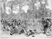 At Rugby School Boys at Rugby School Play Rugby Football in the School Grounds-Walter Thomas-Mounted Art Print