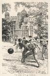At Rugby School Boys at Rugby School Play Rugby Football in the School Grounds-Walter Thomas-Stretched Canvas