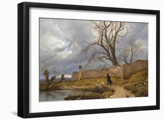 Wanderer in a Storm-Julius Von Leypold-Framed Art Print