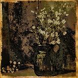 Artistic Vase of Flowers Rustic Country Background. Shades of Yellow, Brown and Black.-Wandering Introvert-Stretched Canvas