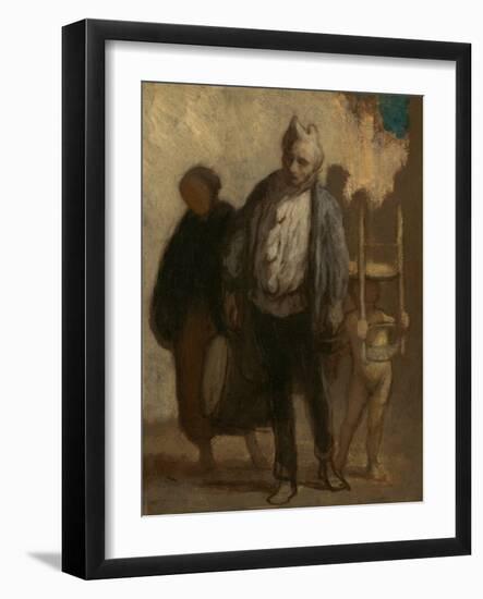 Wandering Saltimbanques, 1847-50 (Oil on Wood)-Honore Daumier-Framed Giclee Print