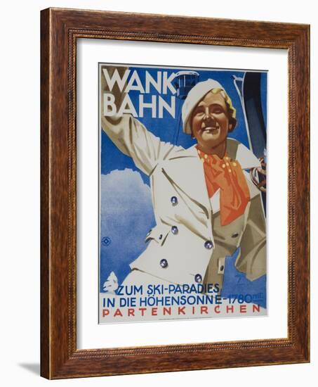 Wank Bahn, German Ski Travel Poster-null-Framed Giclee Print