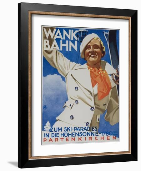 Wank Bahn, German Ski Travel Poster-null-Framed Giclee Print