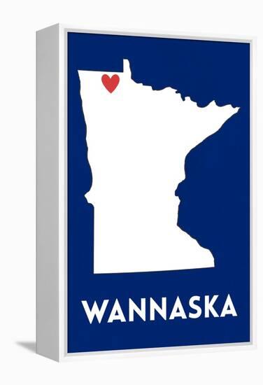 Wannaska, Minnesota - Home State - White on Blue-Lantern Press-Framed Stretched Canvas