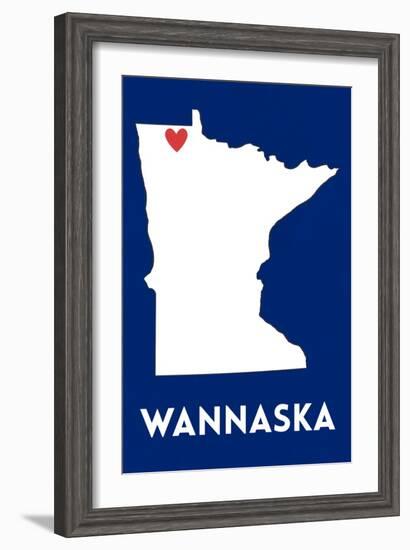 Wannaska, Minnesota - Home State - White on Blue-Lantern Press-Framed Art Print