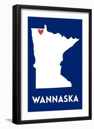 Wannaska, Minnesota - Home State - White on Blue-Lantern Press-Framed Art Print