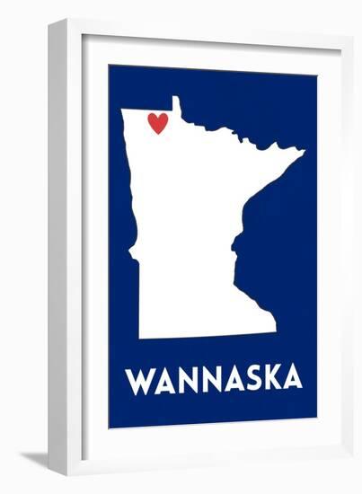 Wannaska, Minnesota - Home State - White on Blue-Lantern Press-Framed Art Print