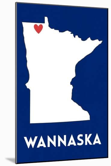 Wannaska, Minnesota - Home State - White on Blue-Lantern Press-Mounted Art Print