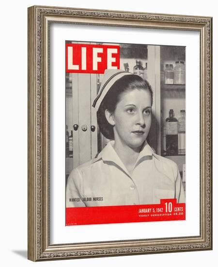 Wanted: 50,000 Nurses, Alberta Rose Krajce, Brooklyn Naval Hospital Nurse Shortage, January 5, 1942-Eliot Elisofon-Framed Photographic Print