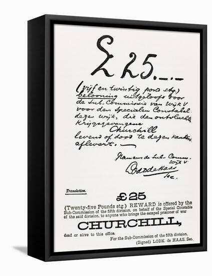 Wanted Poster for Escaped Prisoner of War Churchill, from 'A Roving Commission by Winston S.…-South African School-Framed Premier Image Canvas