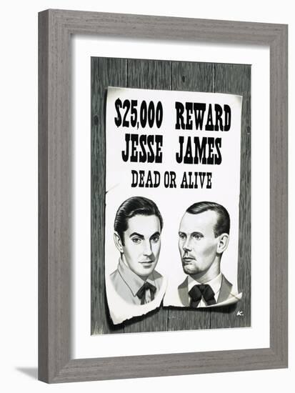 Wanted Poster For Jesse James-John Keay-Framed Giclee Print